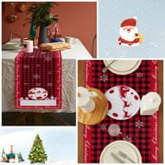 Nikcorp Božićni stolni nadstolnjak za blagovaonski stol, pamuk i lan, dekoracija za Božić, crveni s kariranim uzorkom, 33x230 cm