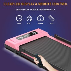Nikcorp Električna traka za trčanje sklopiva za ispod kreveta, 1-12 km/h, nosivost 120 kg, s daljinskim upravljačem, roza