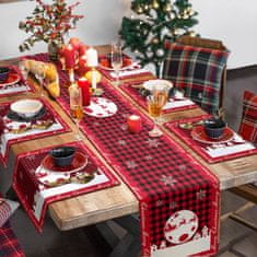 Nikcorp Božićni stolni nadstolnjak za blagovaonski stol, pamuk i lan, dekoracija za Božić, crveni s kariranim uzorkom, 33x230 cm