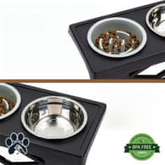 Nikcorp Set 2 povišene zdjelice za pse s podesivom visinom 20-30cm, ergonomske, zdjelica za sporo hranjenje i zdjelica za vodu