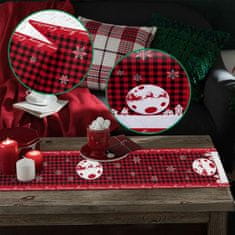 Nikcorp Božićni stolni nadstolnjak za blagovaonski stol, pamuk i lan, dekoracija za Božić, crveni s kariranim uzorkom, 33x230 cm