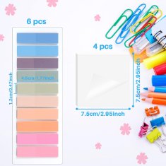 Nikcorp Samoljepljivi listići 1400 komada za organizaciju, prozirni PET markeri za knjige i bilješke, vodootporni, višebojni