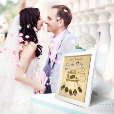 Nikcorp Okvir za novac za vjenčanje, originalan poklon za mladence, drvena personalizirana kasica prasica, boja drva, 28x21 cm