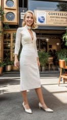 Nikcorp Ženska midi suknja pletena, elegantna i udobna, visokog struka, A-kroj za svaku priliku, rastezljiva, bež, vel. XS-M