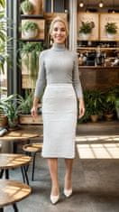 Nikcorp Ženska midi suknja pletena, elegantna i udobna, visokog struka, A-kroj za svaku priliku, rastezljiva, bež, vel. XS-M