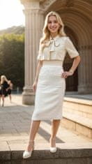 Nikcorp Ženska midi suknja pletena, elegantna i udobna, visokog struka, A-kroj za svaku priliku, rastezljiva, bež, vel. XS-M