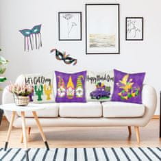 Nikcorp Set od 4 ukrasne jastučnice za karneval, lanene navlake za jastuke s motivima patuljaka i rakova, 45x45 cm