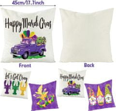 Nikcorp Set od 4 ukrasne jastučnice za karneval, lanene navlake za jastuke s motivima patuljaka i rakova, 45x45 cm