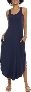 Nikcorp Ženska satenska haljina, elegantna i udobna, duga spavaćica od viskoze i elastina, tamnoplava, veličina L