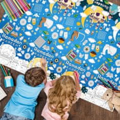 Nikcorp Kreativni stolnjak za bojanje za Ramazan, edukativna bojanka za djecu, veliki plakat s flomasterima, 180 x 120 cm