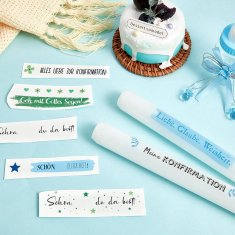 Nikcorp Naljepnice za svijeće za krštenje, vodootporne dekorativne folije za personalizaciju, set 4 lista, 29x19 cm, višebojne