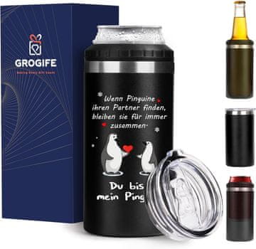 Nikcorp Termo šalica 4u1 za kavu i pivo, idealan poklon za muža, s natpisom, nehrđajući čelik, 480ml crna