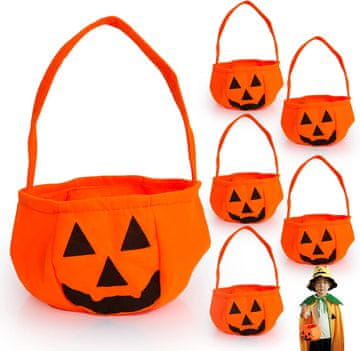 Nikcorp Vrećice za slatkiše Halloween bundeva, set 6 komada za djecu, platnene torbe za poklone i bombone, dekoracija za zabavu, žute