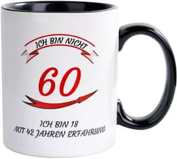 Nikcorp Keramička šalica s natpisom za 60. rođendan, idealan poklon, sigurna za mikrovalnu i perilicu posuđa, bijela, 320ml