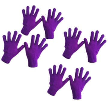 Nikcorp Zimske rukavice set 8 komada, tople i rastezljive za zaštitu od hladnoće, unisex pletene rukavice, ljubičaste, vel. M