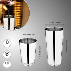 Nikcorp Shaker za koktele od nehrđajućeg čelika, profesionalni barmenski Boston shaker za miješanje pića, veliki kapacitet, srebrni, 790 ml
