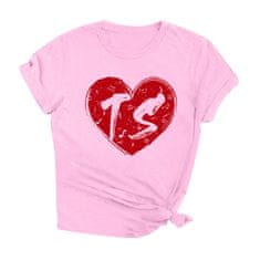 Nikcorp Ženska majica kratkih rukava s printom srca, udobna i rastezljiva, za ljeto i svaki dan, roza boja, veličina XS