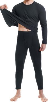 Nikcorp Muško termo donje rublje s podstavom od flisa, dvodijelni set za zimu, ultra lagano i rastezljivo, crno 3XL