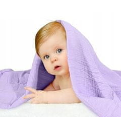Nikcorp Deka za bebe, hipoalergenska, 4-slojna, od pamučnog muslina, za novorođenčad, za krevetić i kolica, ljubičasta, 119x119 cm