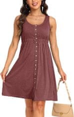 Nikcorp Ženska ljetna haljina lagana i prozračna za svaki dan, elegantna s gumbima i visokim strukom, crvena, veličina S