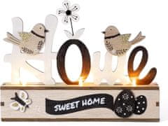 Nikcorp Drvena uskršnja dekoracija s LED svjetlima, ukras za dom, stol ili policu, proljetni motivi, smeđa, 22x17 cm