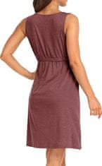 Nikcorp Ženska ljetna haljina lagana i prozračna za svaki dan, elegantna s gumbima i visokim strukom, crvena, veličina S