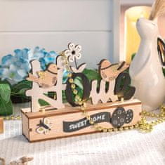 Nikcorp Drvena uskršnja dekoracija s LED svjetlima, ukras za dom, stol ili policu, proljetni motivi, smeđa, 22x17 cm