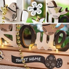 Nikcorp Drvena uskršnja dekoracija s LED svjetlima, ukras za dom, stol ili policu, proljetni motivi, smeđa, 22x17 cm