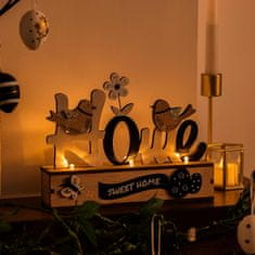 Nikcorp Drvena uskršnja dekoracija s LED svjetlima, ukras za dom, stol ili policu, proljetni motivi, smeđa, 22x17 cm