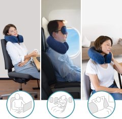 Nikcorp Putni jastuk s memorijskom pjenom i gelom za hlađenje, ergonomski za vrat i glavu, periva navlaka, plavi 32x28x11 cm