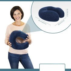 Nikcorp Putni jastuk s memorijskom pjenom i gelom za hlađenje, ergonomski za vrat i glavu, periva navlaka, plavi 32x28x11 cm
