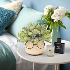 Nikcorp Umjetna biljka u tegli s naočalama, realističan izgled bez održavanja, dekoracija za dom i ured, bijela keramika, 20x20 cm