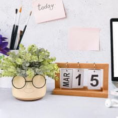 Nikcorp Umjetna biljka u tegli s naočalama, realističan izgled bez održavanja, dekoracija za dom i ured, bijela keramika, 20x20 cm