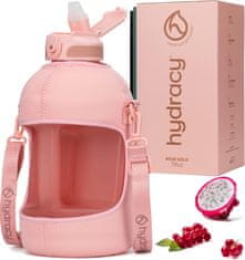 Nikcorp Boca za vodu s vremenskim oznakama za pijenje, nepropusna sportska boca s termo navlakom, džepovima i remenom, roza, 2,3 L