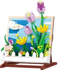 Nikcorp Građevne kocke Buket cvijeća, kreativni set za slaganje, botanička kolekcija za dekoraciju doma, motiv tulipan, 542 dijela