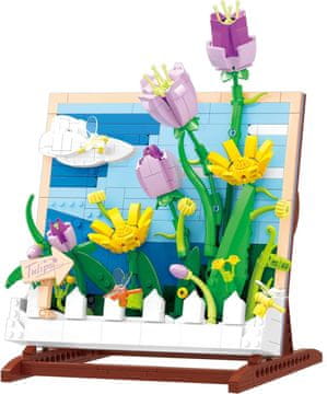 Nikcorp Građevne kocke Buket cvijeća, kreativni set za slaganje, botanička kolekcija za dekoraciju doma, motiv tulipan, 542 dijela