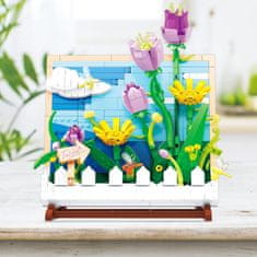 Nikcorp Građevne kocke Buket cvijeća, kreativni set za slaganje, botanička kolekcija za dekoraciju doma, motiv tulipan, 542 dijela