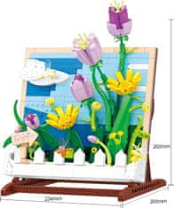 Nikcorp Građevne kocke Buket cvijeća, kreativni set za slaganje, botanička kolekcija za dekoraciju doma, motiv tulipan, 542 dijela