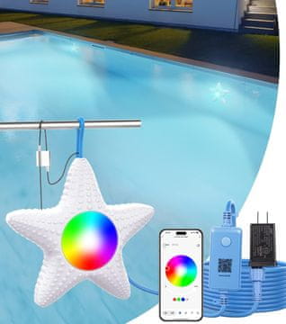 Nikcorp LED svjetlo za bazen, višebojno, upravljanje aplikacijom, s timerom i glazbenom sinkronizacijom, podvodna lampa, bijela