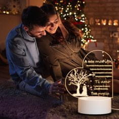 Nikcorp 3D LED noćna lampa s natpisom, poklon za muža, USB napajanje, toplo bijelo svjetlo, romantična dekoracija za spavaću sobu, 14x13 cm
