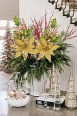 Nikcorp Ukrasni božićni cvjetovi set 2 kom, zlatni sa šljokicama, za bor, vijenac i stol, umjetni cvijet 28x50 cm