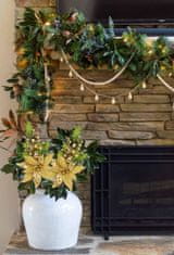 Nikcorp Ukrasni božićni cvjetovi set 2 kom, zlatni sa šljokicama, za bor, vijenac i stol, umjetni cvijet 28x50 cm