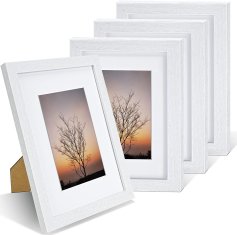 Nikcorp Okviri za slike set 4 komada, drveni MDF za zid ili stol, elegantna dekoracija za fotografije, bijeli, 20x25 cm
