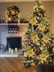 Nikcorp Ukrasni božićni cvjetovi set 2 kom, zlatni sa šljokicama, za bor, vijenac i stol, umjetni cvijet 28x50 cm