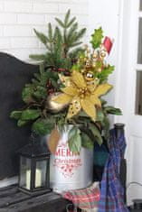 Nikcorp Ukrasni božićni cvjetovi set 2 kom, zlatni sa šljokicama, za bor, vijenac i stol, umjetni cvijet 28x50 cm