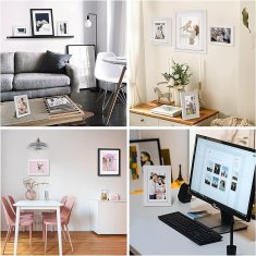 Nikcorp Okviri za slike set 4 komada, drveni MDF za zid ili stol, elegantna dekoracija za fotografije, bijeli, 20x25 cm