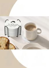 Nikcorp Keramički podmetači za čaše i šalice, set 6 komada, zaštita namještaja od mrlja, motiv Charlie Chaplin, bijeli, 10,5 cm