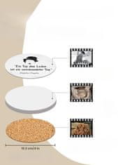 Nikcorp Keramički podmetači za čaše i šalice, set 6 komada, zaštita namještaja od mrlja, motiv Charlie Chaplin, bijeli, 10,5 cm