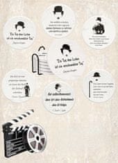 Nikcorp Keramički podmetači za čaše i šalice, set 6 komada, zaštita namještaja od mrlja, motiv Charlie Chaplin, bijeli, 10,5 cm