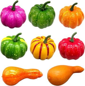 Nikcorp Umjetne bundeve za dekoraciju, set 8 komada, realističan izgled, za jesenske aranžmane, Halloween, razne boje i oblici